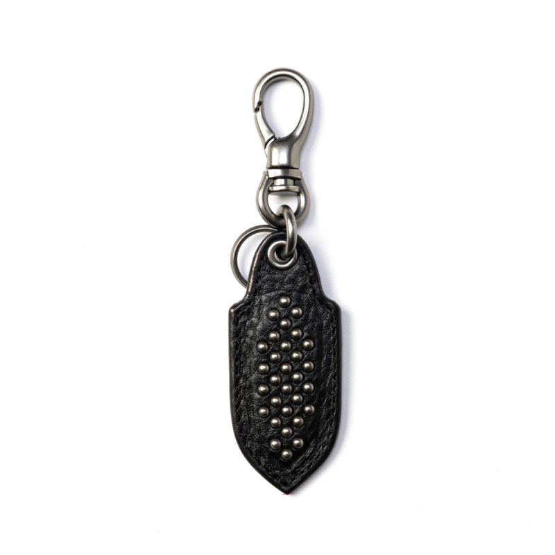 画像1: CALEE/ROUND STUDS LEATHER KEY RING ＜TYPE A＞（BLACK）［ラウンドスタッズレザーキーリング-26秋冬］