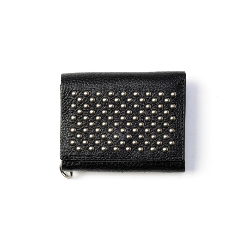 画像1: CALEE/ROUND STUDS LEATHER MULTI WALLET（BLACK）［ラウンドスタッズレザーマルチウォレット-26秋冬］