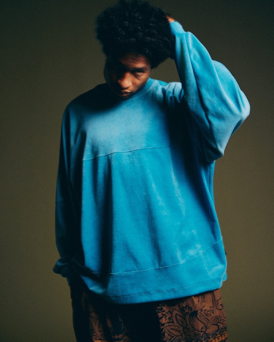 画像7: TIGHTBOOTH/VELOUR L/S CREW（Turquoise）［ベロアクルー-26秋冬］ (7)