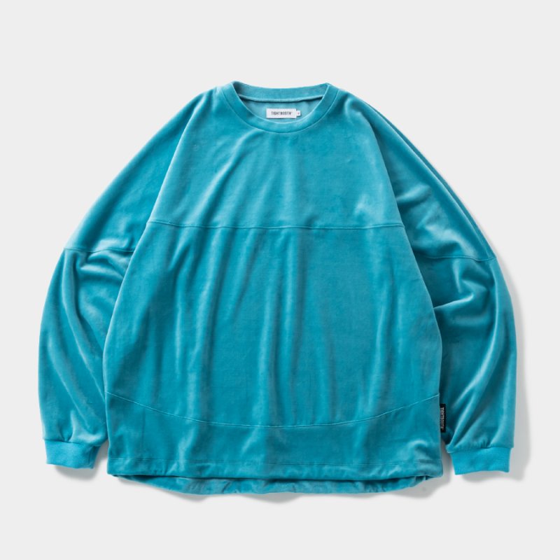 画像1: TIGHTBOOTH/VELOUR L/S CREW（Turquoise）［ベロアクルー-26秋冬］