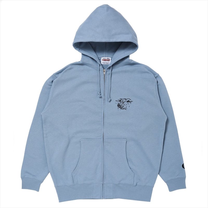 画像1: PORKCHOP/HUNGRY ZIP UP HOODIE（STONE BLUE）［ハングリージップアップフーディー-26秋冬］