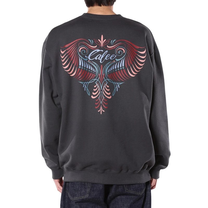 画像3: CALEE/EAGLE PINSTRIPING CREW NECK SW ＜NATURALLY PAINT DESIGN＞（INK BLACK）［クルーネックスウェット-26秋冬］