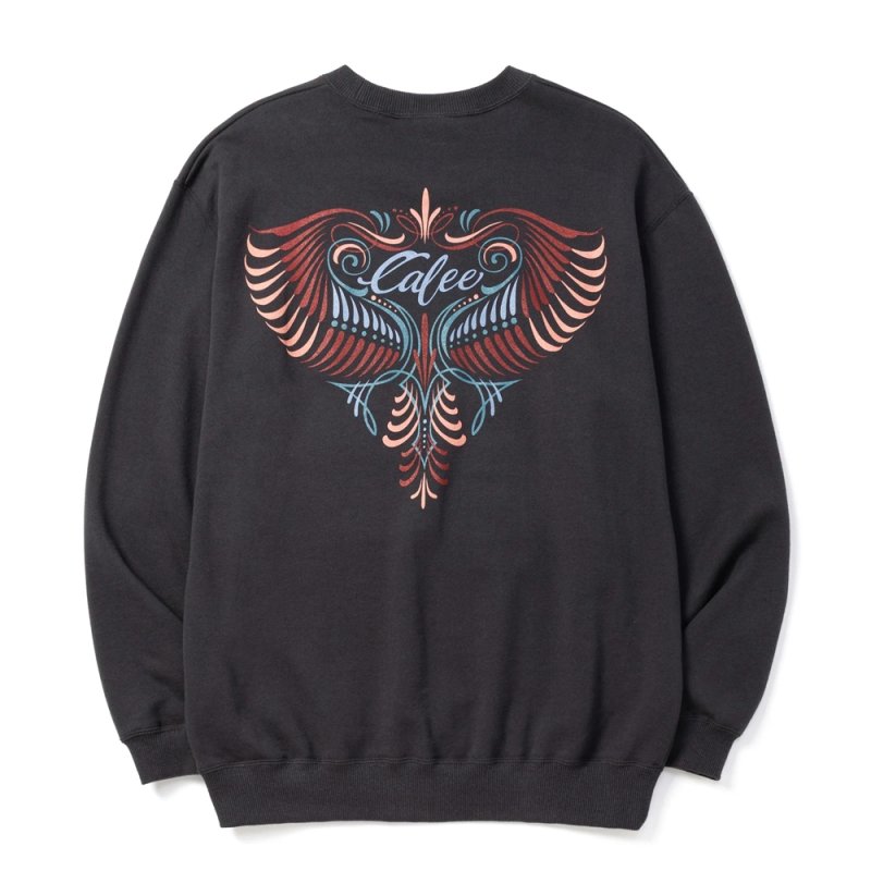 画像2: CALEE/EAGLE PINSTRIPING CREW NECK SW ＜NATURALLY PAINT DESIGN＞（INK BLACK）［クルーネックスウェット-26秋冬］