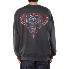 画像4: CALEE/EAGLE PINSTRIPING CREW NECK SW ＜NATURALLY PAINT DESIGN＞（INK BLACK）［クルーネックスウェット-26秋冬］ (4)