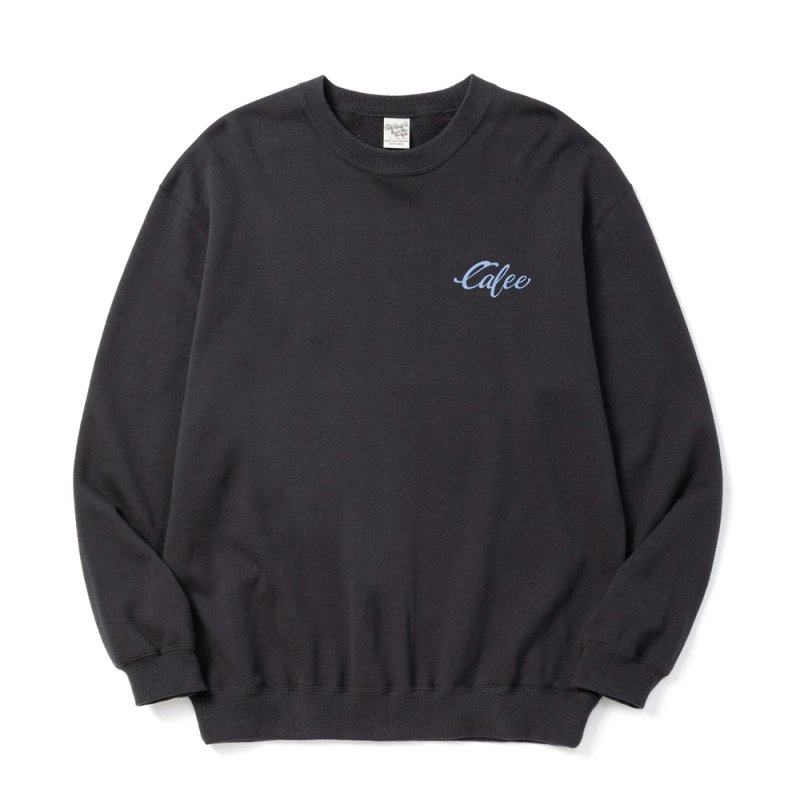画像1: CALEE/EAGLE PINSTRIPING CREW NECK SW ＜NATURALLY PAINT DESIGN＞（INK BLACK）［クルーネックスウェット-26秋冬］