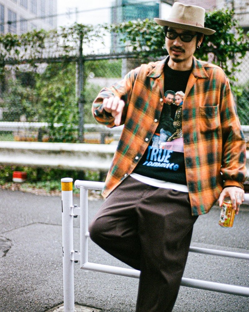 画像3: WACKO MARIA/OMBRE CHECK OPEN COLLAR SHIRT（ORANGE）［オンブレチェックオープンカラーシャツ-26秋冬］