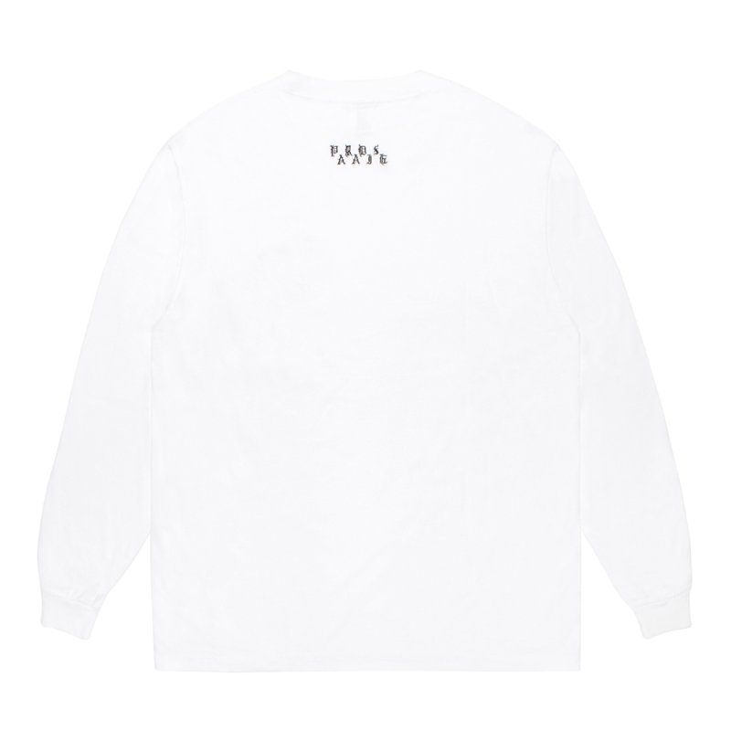 画像2: WACKO MARIA/WASHED HEAVY WEIGHT LONG SLEEVE T-SHIRT（WHITE）［刺繍長袖T-26秋冬］