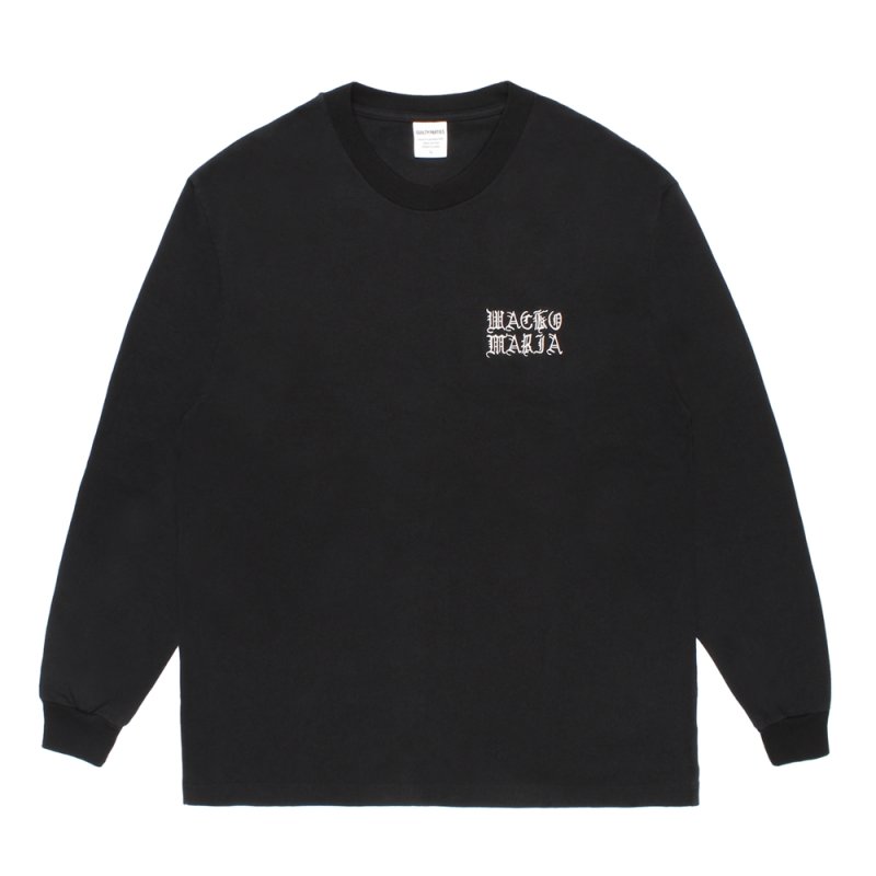 画像1: WACKO MARIA/WASHED HEAVY WEIGHT LONG SLEEVE T-SHIRT（BLACK）［刺繍長袖T-26秋冬］