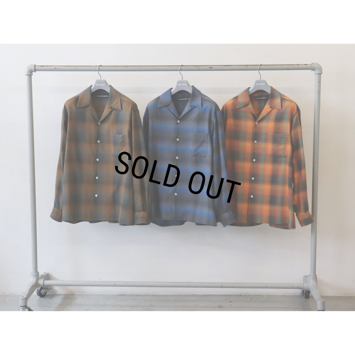 画像4: WACKO MARIA/OMBRE CHECK OPEN COLLAR SHIRT（BLUE）［オンブレチェックオープンカラーシャツ-26秋冬］ (4)