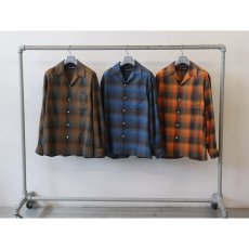 画像4: WACKO MARIA/OMBRE CHECK OPEN COLLAR SHIRT（BLUE）［オンブレチェックオープンカラーシャツ-26秋冬］ (4)