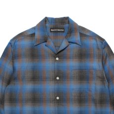 画像2: WACKO MARIA/OMBRE CHECK OPEN COLLAR SHIRT（BLUE）［オンブレチェックオープンカラーシャツ-26秋冬］ (2)