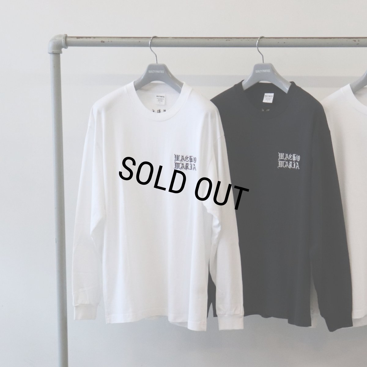 画像7: WACKO MARIA/WASHED HEAVY WEIGHT LONG SLEEVE T-SHIRT（WHITE）［刺繍長袖T-26秋冬］ (7)