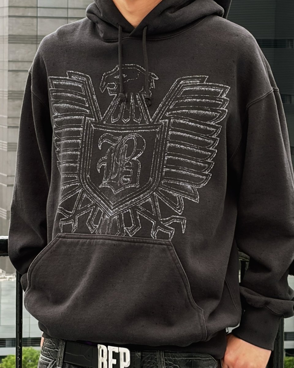 画像5: BlackEyePatch/GOLD WING WASHED HOODIE（WASHED BLACK） (5)