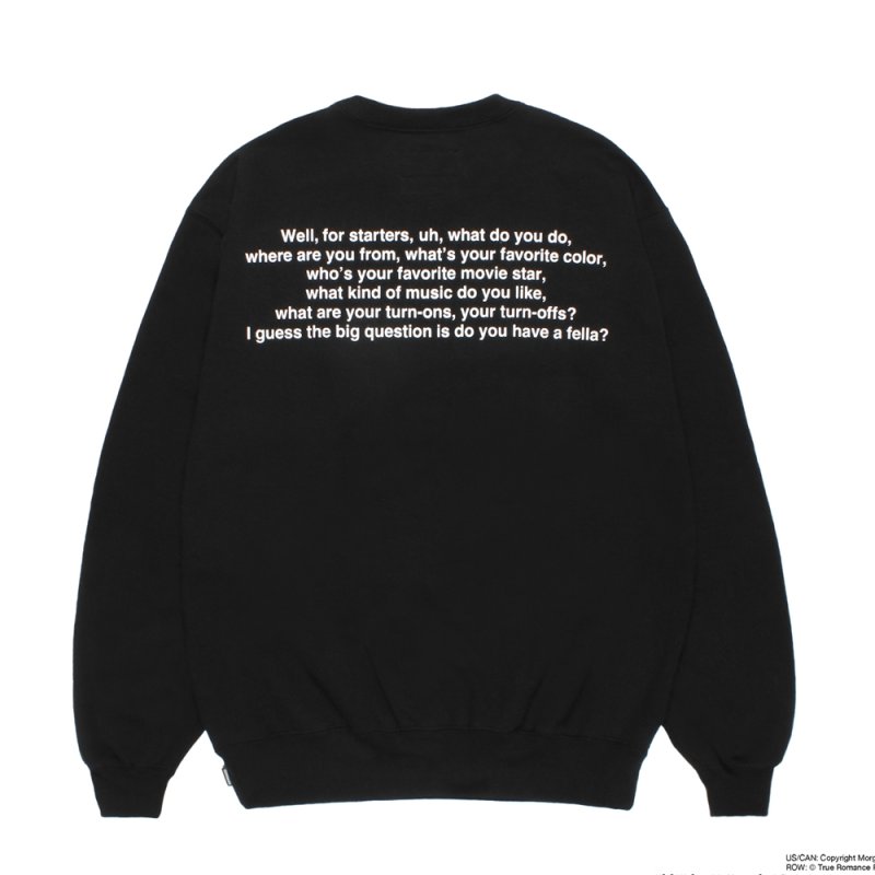 画像2: WACKO MARIA/TRUE ROMANCE / HEAVY WEIGHT SWEAT SHIRT（BLACK）［クルーネックスウェット-26秋冬］