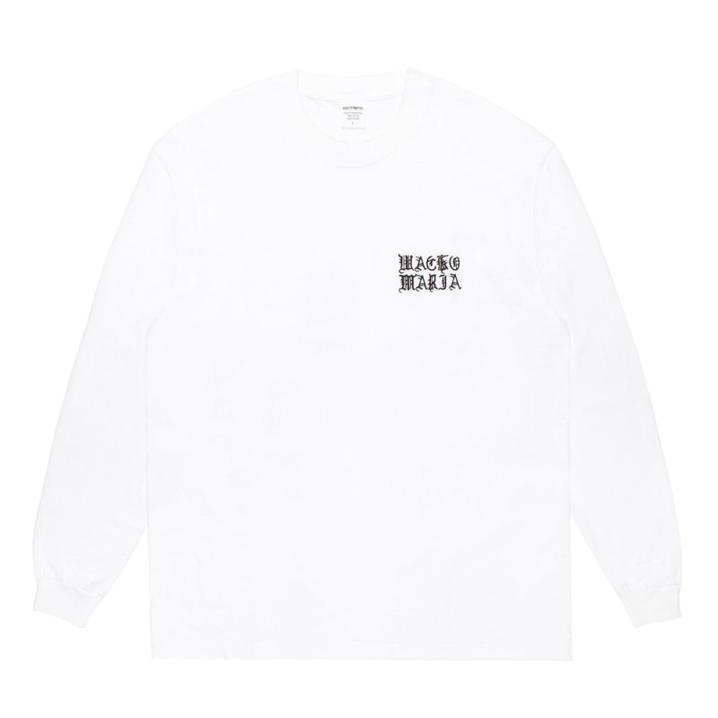 画像1: WACKO MARIA/WASHED HEAVY WEIGHT LONG SLEEVE T-SHIRT（WHITE）［刺繍長袖T-26秋冬］