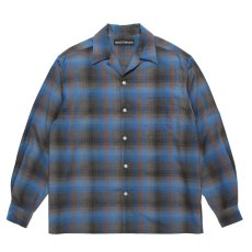 画像1: WACKO MARIA/OMBRE CHECK OPEN COLLAR SHIRT（BLUE）［オンブレチェックオープンカラーシャツ-26秋冬］ (1)