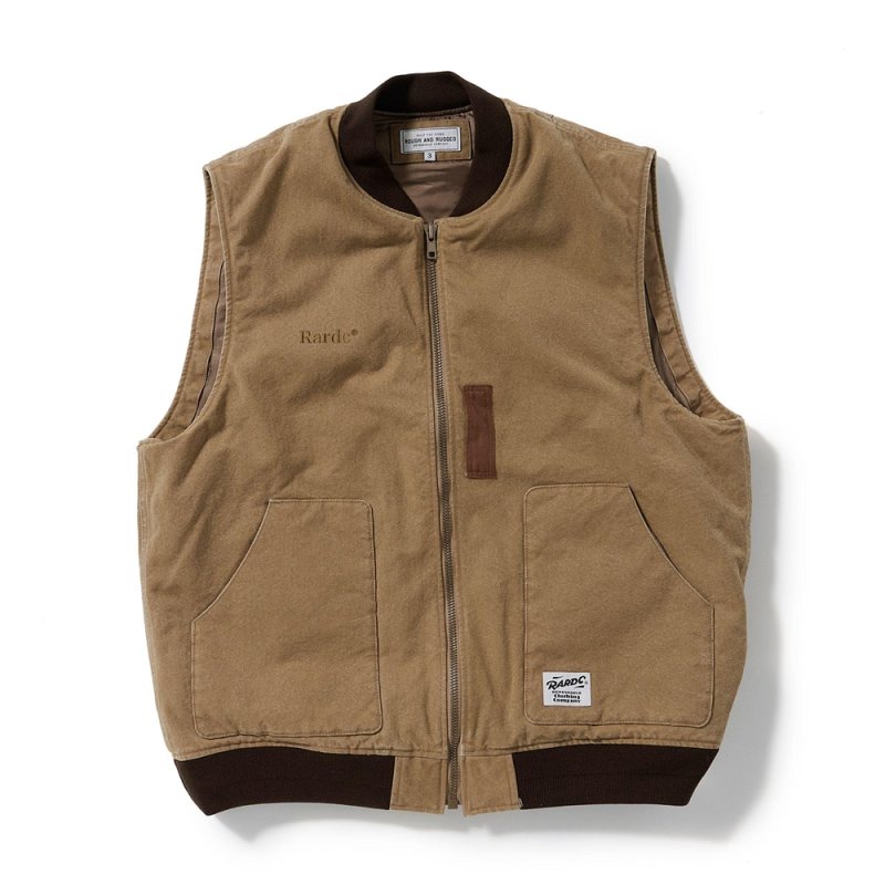 画像1: ROUGH AND RUGGED/SQV（BROWN）［中綿入りジップアップベスト-26秋冬］