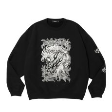 画像1: ANTIDOTE BUYERS CLUB/ASIC Crewneck Sweatshirt（Leaf Skull）（Pure Black） (1)