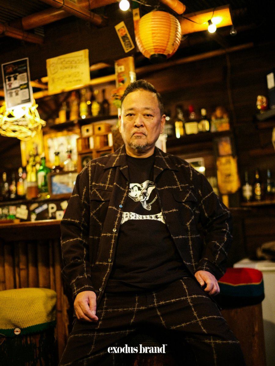 画像5: exodus brand/有刺鉄線 OPEN COLLAR L/S SHIRT（BLACK）［有刺鉄線オープンカラーシャツ-26秋冬］ (5)