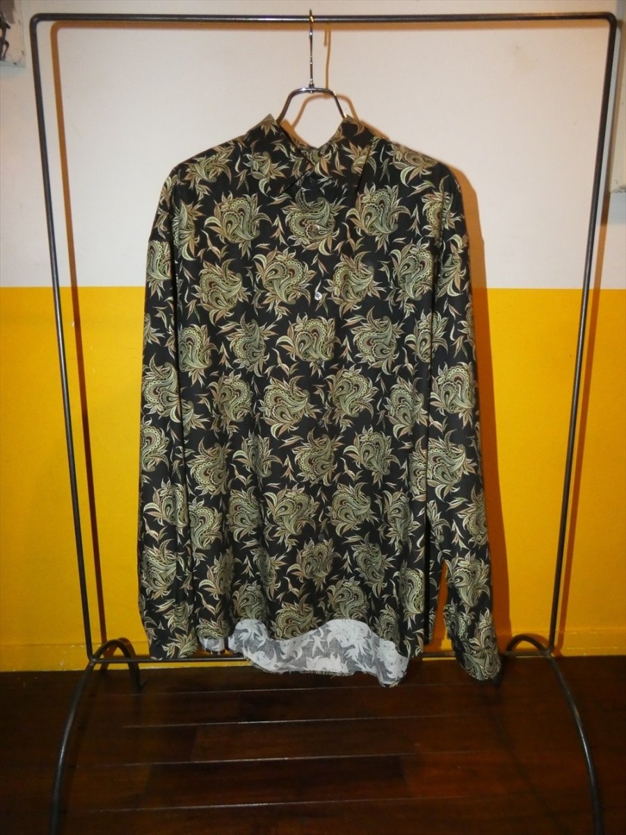画像2: exodus brand/BUDS PAISLEY REGULAR COLLAR SHIRT（BLACK）［バッズペイズリーレギュラーカラーシャツ-26秋冬］ (2)
