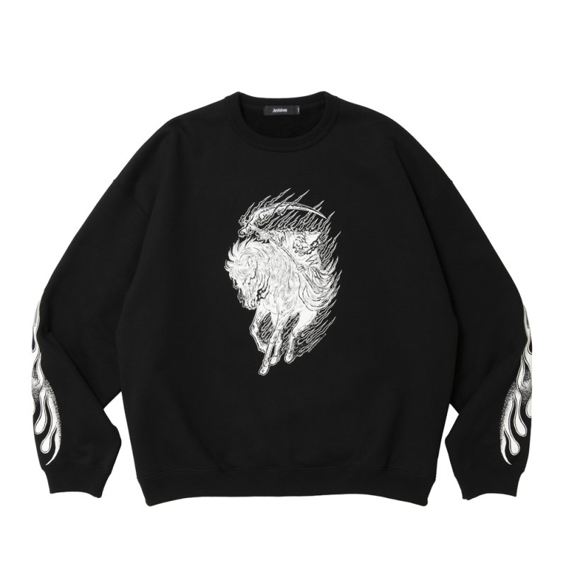 画像1: ANTIDOTE BUYERS CLUB/ASIC Crewneck Sweatshirt(Reaper)(Pure Black)