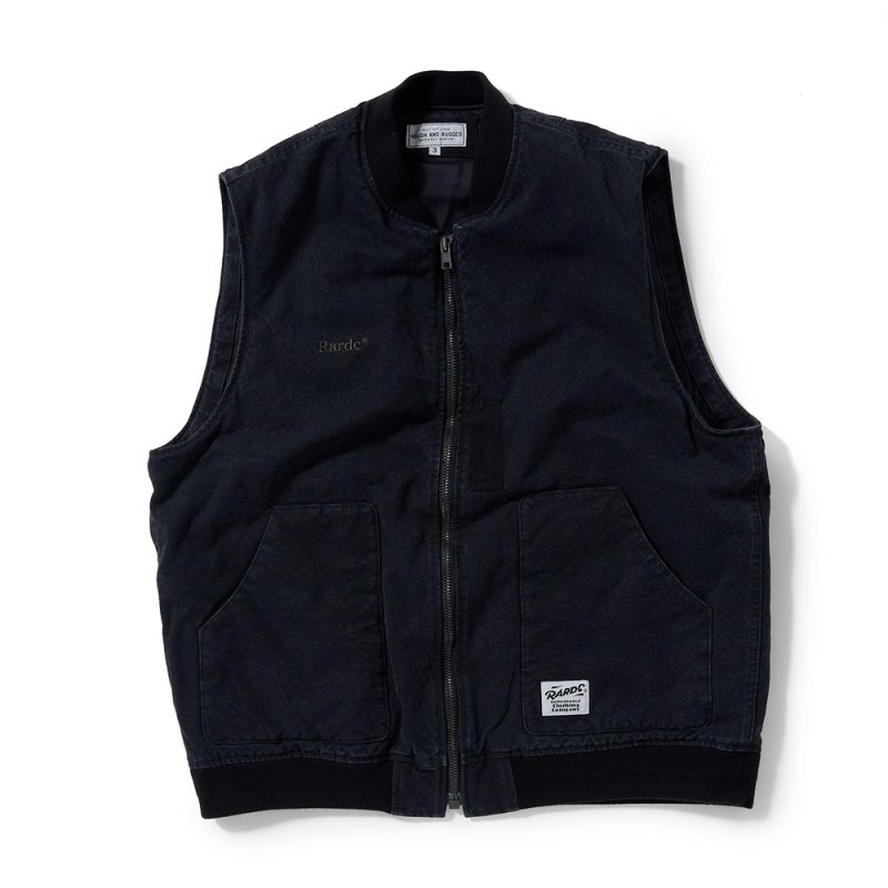 画像1: ROUGH AND RUGGED/SQV（BLACK）［中綿入りジップアップベスト-26秋冬］