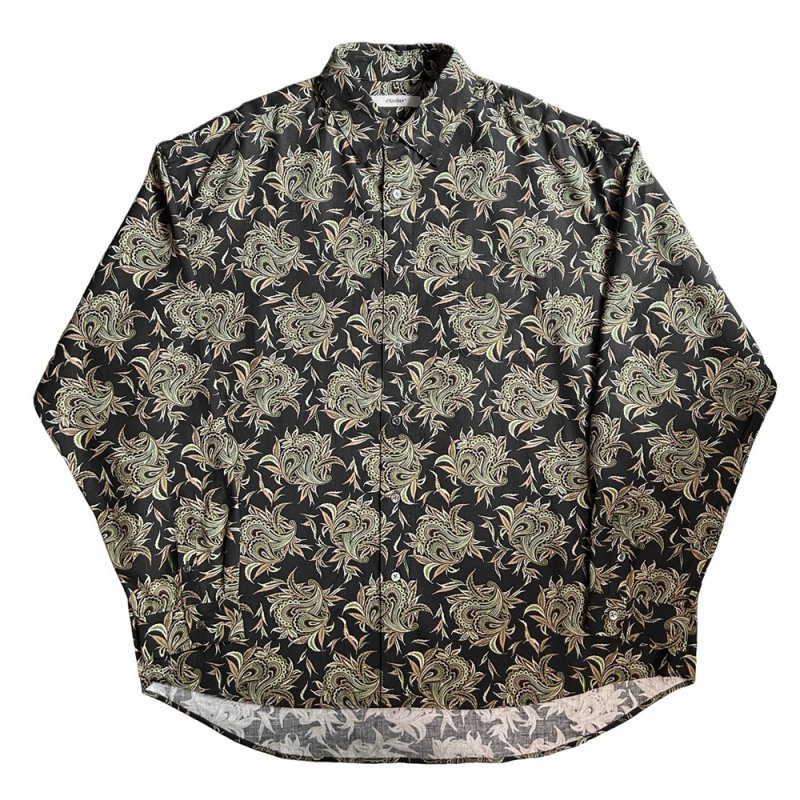 画像1: exodus brand/BUDS PAISLEY REGULAR COLLAR SHIRT（BLACK）［バッズペイズリーレギュラーカラーシャツ-26秋冬］