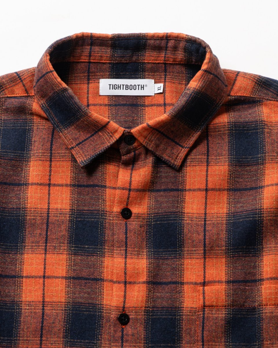 画像2: TIGHTBOOTH/PLAID FLANNEL L/S SHIRT（Navy/Orange）［チェックフランネルシャツ-26秋冬］ (2)