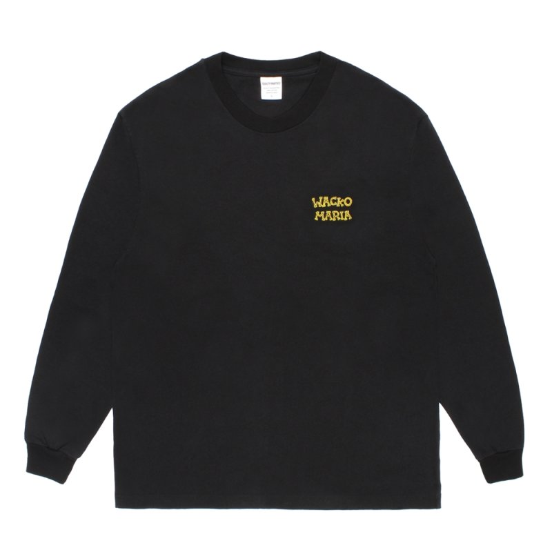 画像1: WACKO MARIA/TIM LEHI / WASHED HEAVY WEIGHT LONG SLEEVE T-SHIRT（BLACK）［刺繍+プリント長袖T-26秋冬］