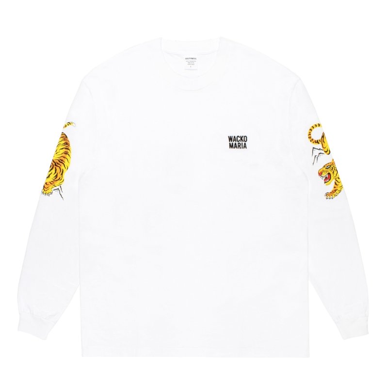 画像1: WACKO MARIA/TIM LEHI / WASHED HEAVY WEIGHT LONG SLEEVE T-SHIRT（WHITE）［刺繍+プリント長袖T-26秋冬］