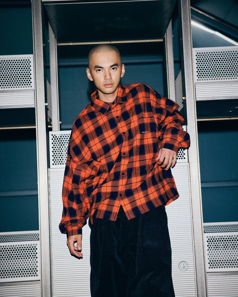 画像3: TIGHTBOOTH/PLAID FLANNEL L/S SHIRT（Navy/Orange）［チェックフランネルシャツ-26秋冬］