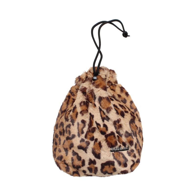 画像1: WACKO MARIA/LEOPARD FAUX FUR DRAWSTRING POUCH（BEIGE）［レオパードフェイクファードローストリングポーチ-26秋冬］