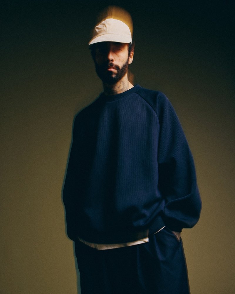画像2: TIGHTBOOTH/WAFFLE CREW KNIT（Navy）［ワッフルクルーニット-26秋冬］