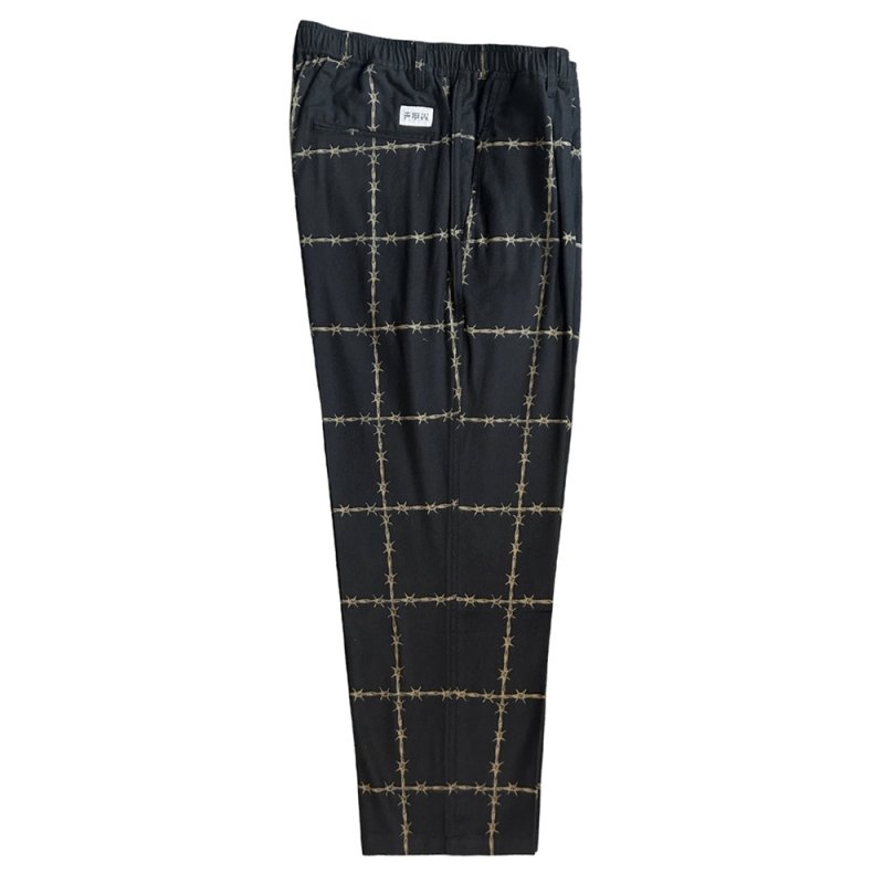 画像1: exodus brand/有刺鉄線CHECK EASY PANTS（BLACK）［有刺鉄線チェックイージーパンツ-26秋冬］