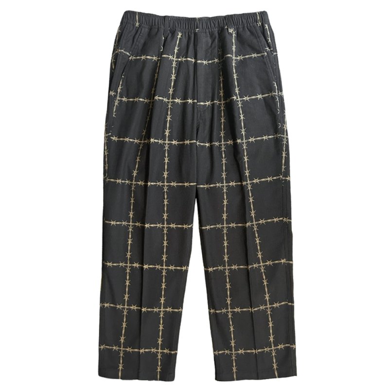 画像2: exodus brand/有刺鉄線CHECK EASY PANTS（BLACK）［有刺鉄線チェックイージーパンツ-26秋冬］