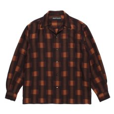 画像1: WACKO MARIA/OMBRE CHECK OPEN COLLAR SHIRT（BROWN）［オンブレチェックオープンカラーシャツ-26秋冬］ (1)