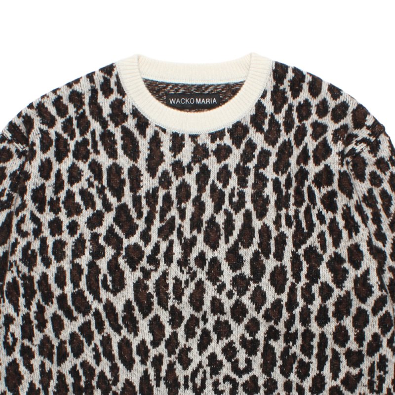 画像2: WACKO MARIA/LEOPARD MOHAIR JACQUARD KNIT SWEATER（WHITE）［レオパードモヘアセーター-26秋冬］