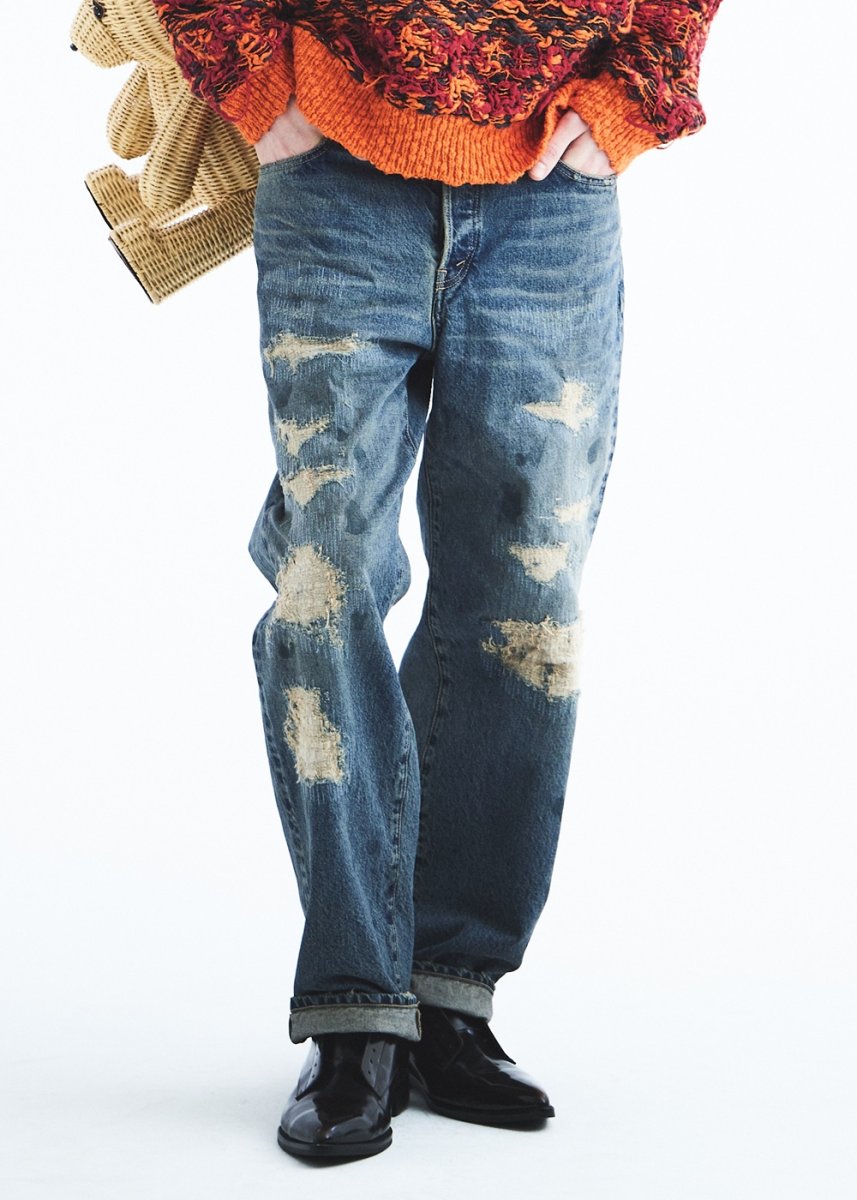 画像9: DAIRIKU/"Straight" Vintage Repair Denim Pants（Indigo）［"ストレート"ヴィンテージリペアデニムパンツ-26秋冬］ (9)