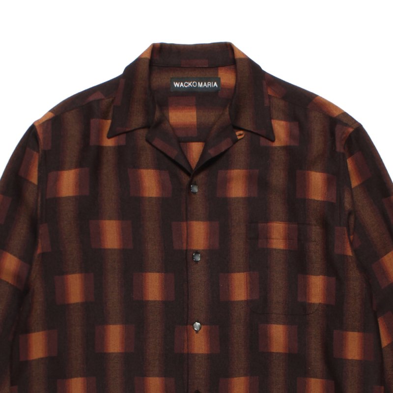 画像2: WACKO MARIA/OMBRE CHECK OPEN COLLAR SHIRT（BROWN）［オンブレチェックオープンカラーシャツ-26秋冬］