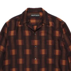 画像2: WACKO MARIA/OMBRE CHECK OPEN COLLAR SHIRT（BROWN）［オンブレチェックオープンカラーシャツ-26秋冬］ (2)
