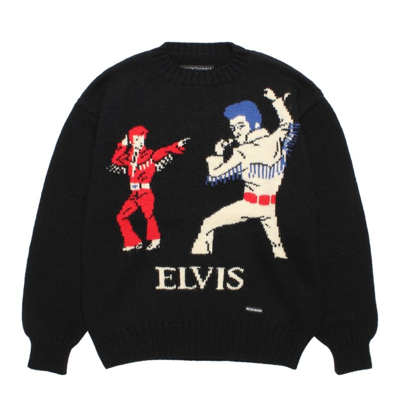 画像1: WACKO MARIA/INTARSIA KNIT SWEATER（BLACK）［インターシャニットセーター-26秋冬］