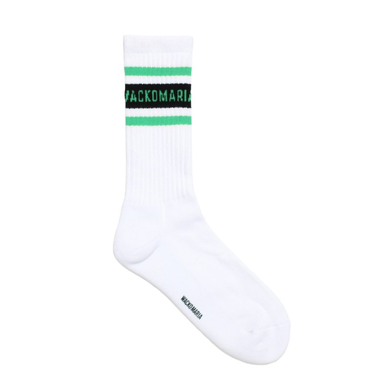 画像1: WACKO MARIA/SPORTS SOCKS（WHITE/GREEN）［スポーツソックス-26秋冬］