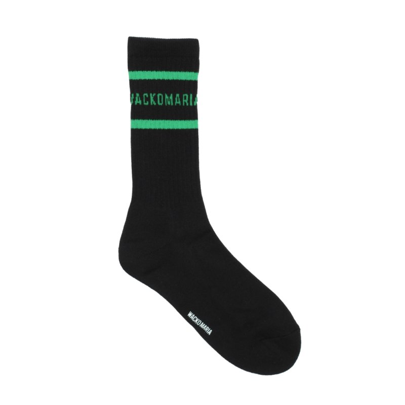 画像1: WACKO MARIA/SPORTS SOCKS（BLACK/GREEN）［スポーツソックス-26秋冬］