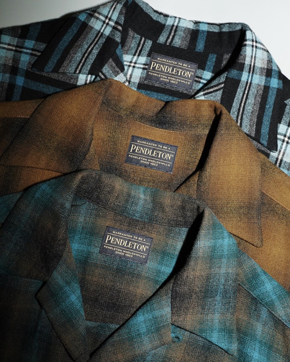 画像5: WACKO MARIA/PENDLETON / WOOL OMBRE CHECK OPEN COLLAR SHIRT（ONE）［ウールオンブレチェックオープンカラーシャツ-26秋冬］ (5)