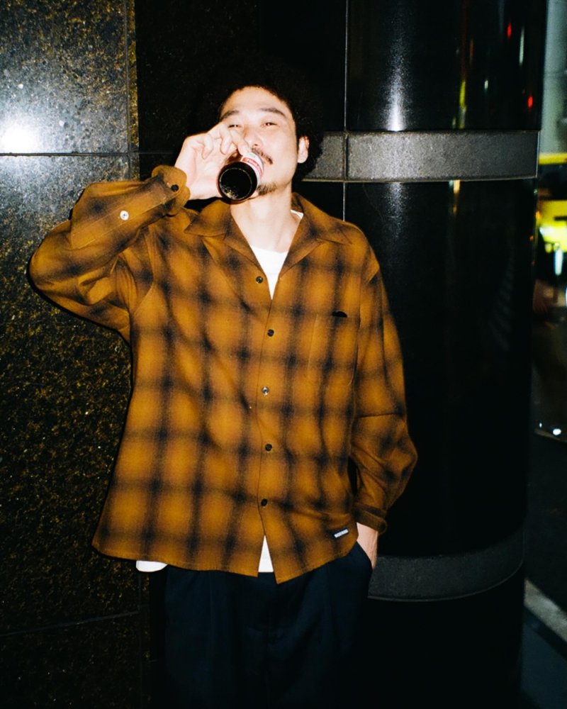 画像3: WACKO MARIA/PENDLETON / WOOL OMBRE CHECK OPEN COLLAR SHIRT（ONE）［ウールオンブレチェックオープンカラーシャツ-26秋冬］
