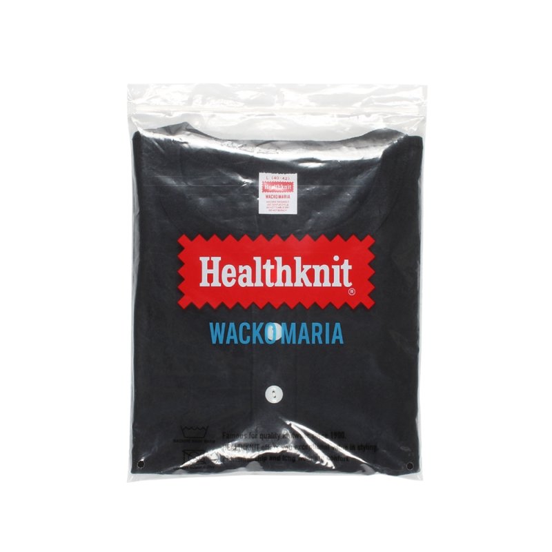 画像1: WACKO MARIA/HEALTHKNIT / HENLEY NECK LONG SLEEVE T-SHIRT（BLACK）［ヘンリーネック長袖T-26秋冬］