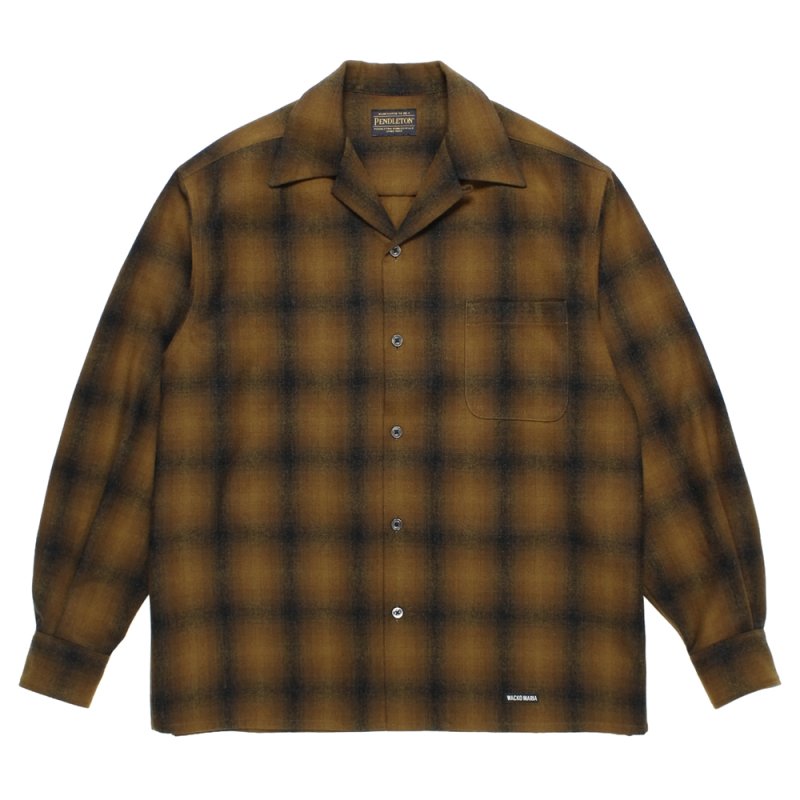 画像1: WACKO MARIA/PENDLETON / WOOL OMBRE CHECK OPEN COLLAR SHIRT（ONE）［ウールオンブレチェックオープンカラーシャツ-26秋冬］