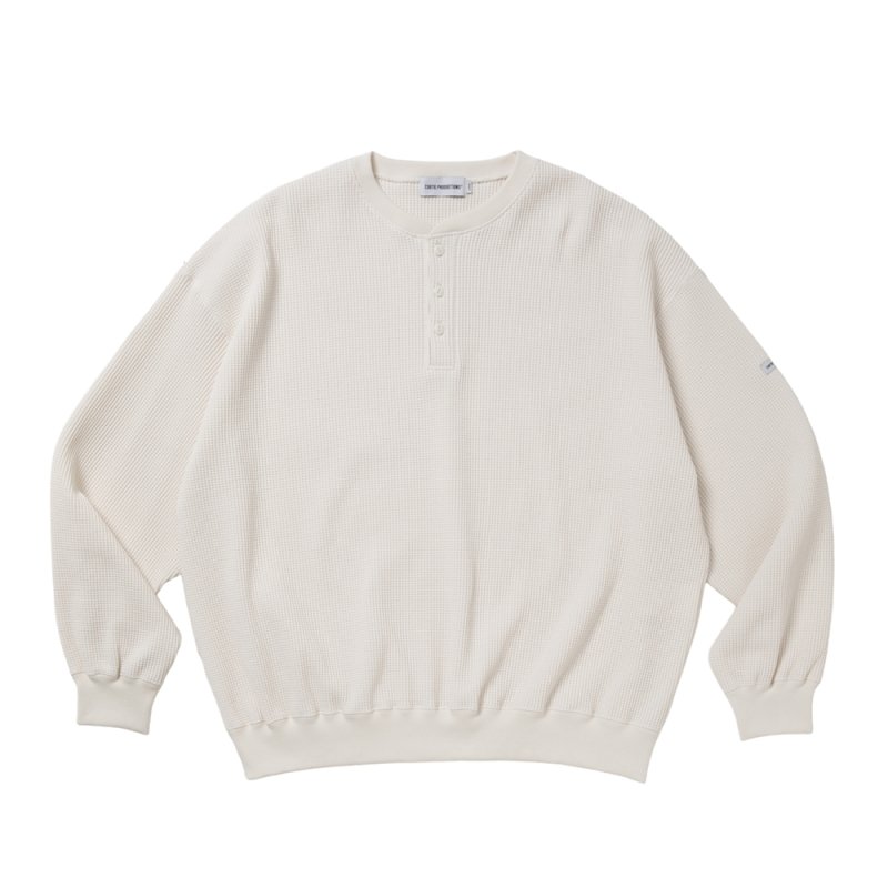 画像1: COOTIE PRODUCTIONS/N/C Waﬄe Henley Sweatshirt（Off White）［ワッフルヘンリースウェットシャツ-26秋冬］