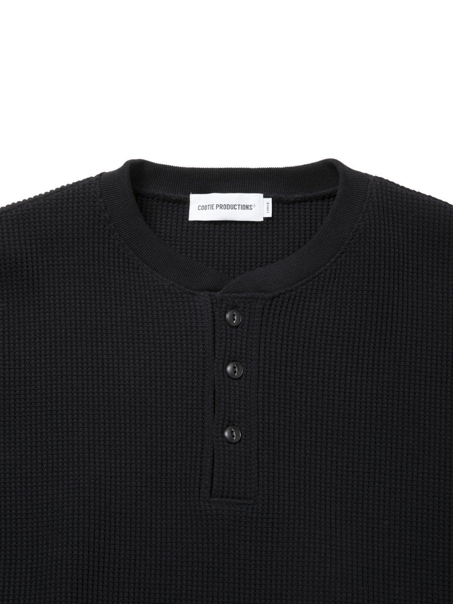 画像3: COOTIE PRODUCTIONS/N/C Waﬄe Henley Sweatshirt（Black）［ワッフルヘンリースウェットシャツ-26秋冬］ (3)
