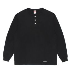 画像2: WACKO MARIA/HEALTHKNIT / HENLEY NECK LONG SLEEVE T-SHIRT（BLACK）［ヘンリーネック長袖T-26秋冬］ (2)